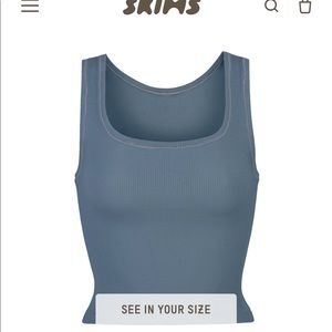 Skims Cotton Rib Cropped Tank in Kyanite (Blue)